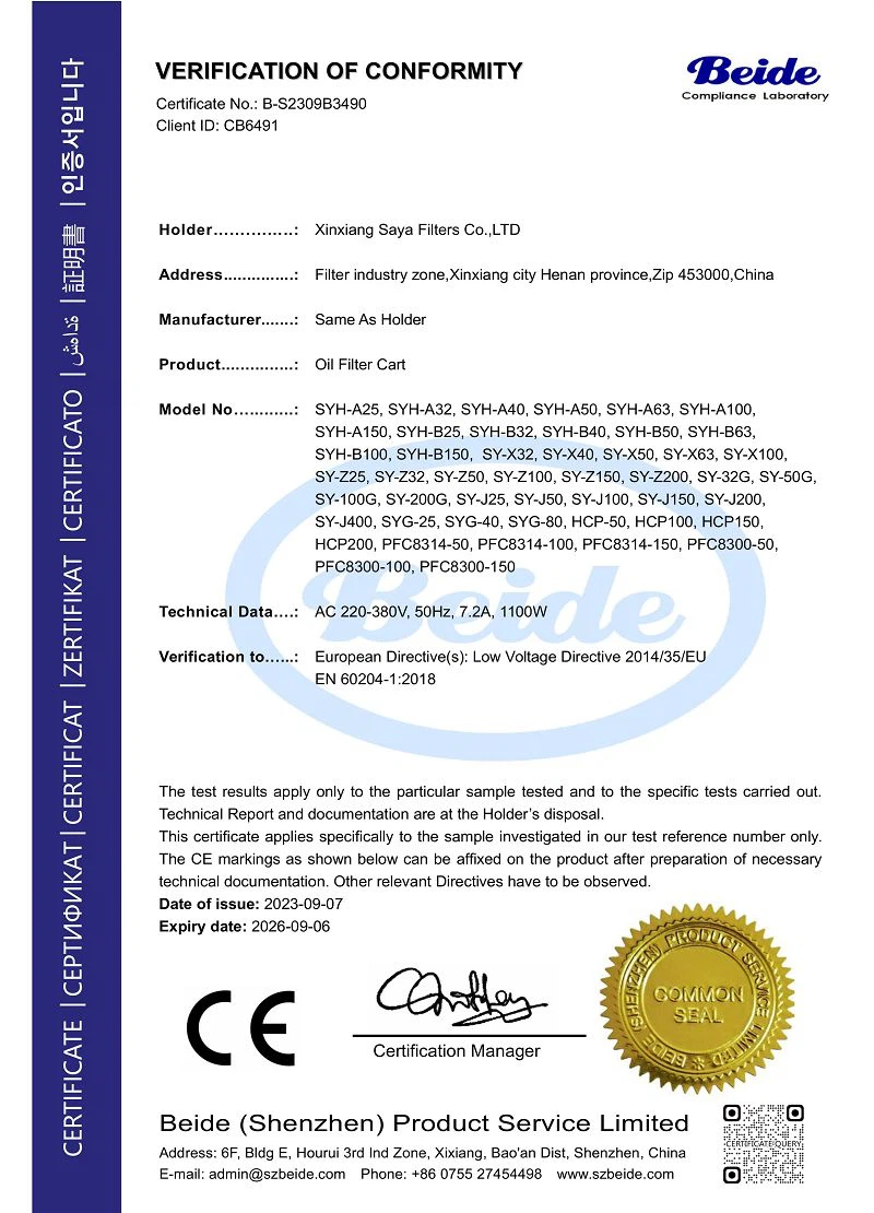 CE MARKING-AYATER FILTRATION CE MARKING-AYATER FILTRATION